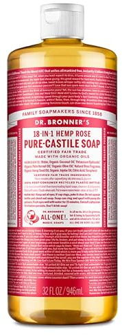 Dr Bronner's 946 ml ekologisk ros Castile flytande tvål