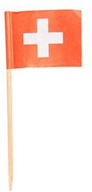 PAPSTAR 1 Karton = 10x100 Deko-Picker 8 cm Flaggen Schweiz 16649