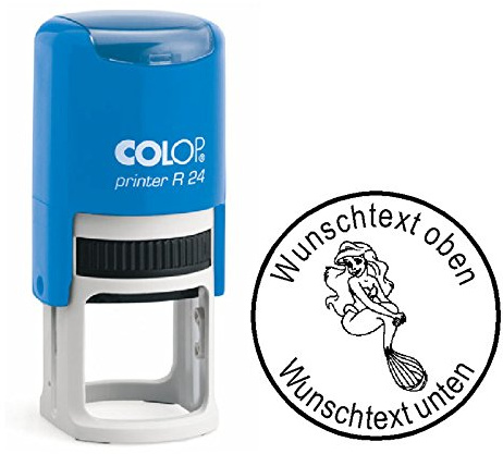 Taucherstempel « MEERJUNGFRAU » Abdruck ca. Ø 24 mm - Stempel für Taucher mit persönlichem Namen, Motiv & Tauchspruch