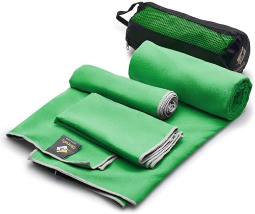 OlimpiaFit Set mit 3 Mikrofaser-Handtüchern – ideal für Fitnessstudio, Reisen, Camping, Strand, Rucksackreisen, Sport, Outdoor, Schwimmen – schnell trocknend, schnell · saugfähig · leicht, für Herren