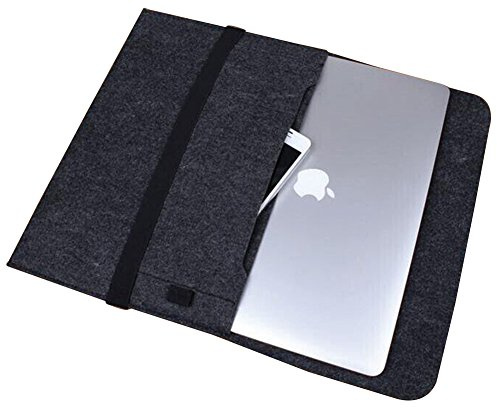 LaoZan Felt Briefcase Laptop Sleeve Notebook Computer Case Ultrabook Tablet Briefcase with pockets for Macbook/Ultrabook Netbook 17 Dark Gray
