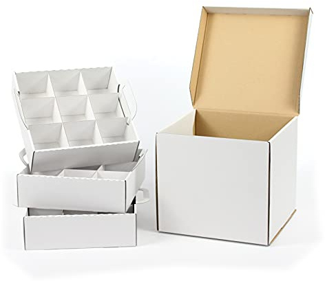 Weihnachtskugelsortierbox - viele Weihnachtskugeln in kleiner Box verstaut (weiß, 27 x 8 cm)