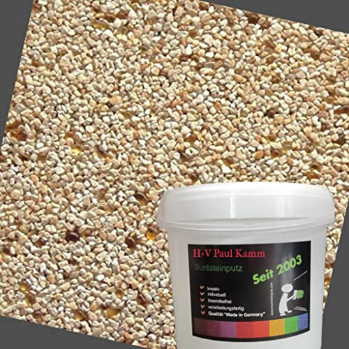 Buntsteinputz Mosaikputz 1-3mm SOP16 Beige + Glas Bernstein Wandputz - Hergestellt in Bayern -