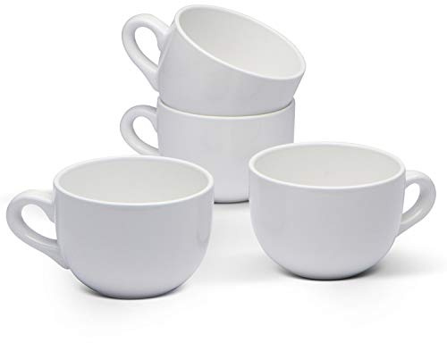 Serami Oversized Ceramic Coffee Mug with Handle - Large 22 oz Coffee Cup, Perfect for Latte, Cappuccino, Soup, Cereal - Ideal for Everyday Use - Ceramic Bowl Set, Large Coffee Mug Set (White 4 Pack)