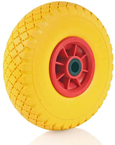 Roue de brouette en caoutchouc plein - Roue de rechange avec jante en plastique de 10 - Pneus en polyuréthane - Hauteur totale : 250 mm (1)