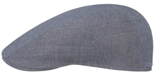 Stetson Herringbone Schirmmütze Flatcap Fischgrat UV-Schutz 40 Herren Frühling Sommer blau 59 cm