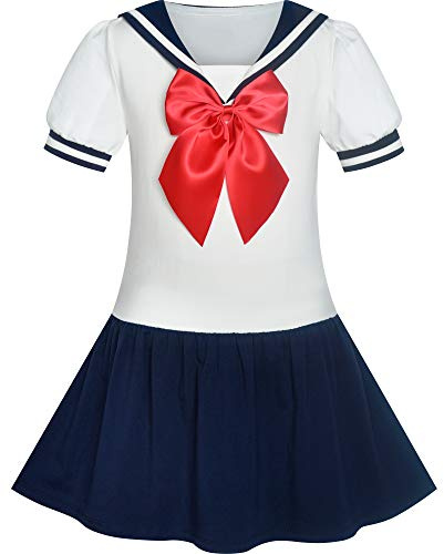 Sunny Fashion Vestito Bambina Marinaio Uniforme Scolastica Marina Militare Completo da Uomo 6-14 Anni