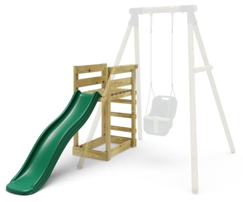 Rebo Add-On Wooden Platform and 6ft Slide For Rebo Wooden Swing Sets (SLIDE GREEN)