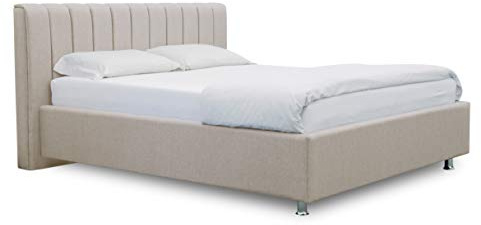 ES Design 08 Polsterbett Antony mit 5 Jahren Garantie, EIN hochwertiges Bett, Lattenrost und Stauraum (Beige, 160 x 200 cm)