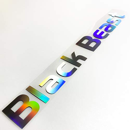 Schriftzug Aufkleber Black Beast Oilslick Autoaufkleber Hologramm Tuningsticker Regenbogenfarben Sticker Schimmernd Frontscheibe Heckscheibe Seitenschweller Reflektierend 3D Effekt Schwarz Beauty