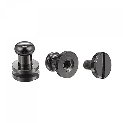 sourcing map Juego de 5 remaches de cabeza redonda de latón macizo de 6 mm, remaches para manualidades, cinturón de cuero, monedero, decoración de bolso, reparaciones, color negro