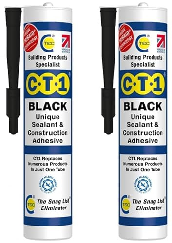 CT1 - Joint de construction et tuyau adhésif, joint d'étanchéité pour presque tous les matériaux (lot de 2) (noir (lot de 2)