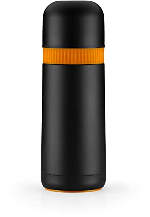 BRA Efficient Enjoy Termo para liquido capacidad 0,5L, acero inox 18/10 doble pared, sin BPA, mantiene calor 12H y frío 24H, color negro y naranja