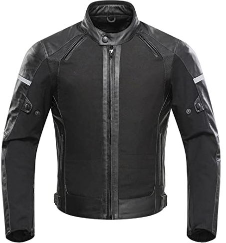 Hcclijo Herren Winddichte wasserdichte Schutzausrüstung Leder Motorradjacke Nachtreflexion Motorrad Reitjacke