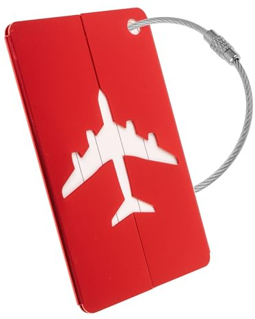 Kofferanhänger mit Adressschild, 1 Pack, in Rot, Aluminium Schild, für Flugreise, Kreuzfahrt, Metallgepäckanhänger, Namensschild Koffer, Adressanhänger, Taschenanhänger, Reise ID Etikett Aufhänger