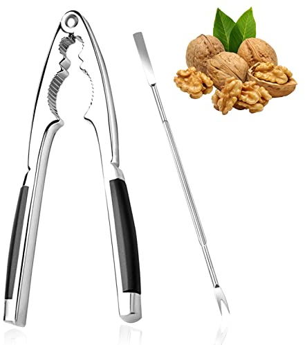 Cascanueces Acero Inoxidable, Agujas de Nuez, Multifuncional Abridor de Nueces con Mango Antideslizante, 2 Piezas