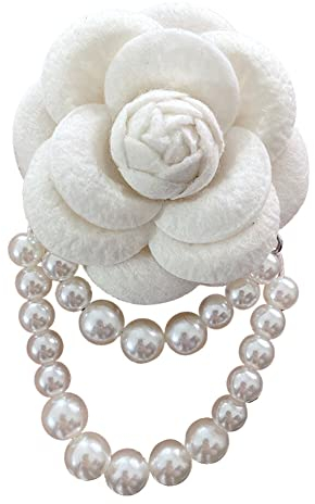 iSpchen Blumen Brosche für Frauen Mädchen Ansteckblume elegante Kamelien Perlen Brosche Anstecknadel Vintage Anstecker Pins Kleidung Broschen für Schals,Kleider,Anzüge,Hüte Blumen Corsage Pins