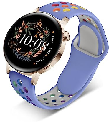 20MM Sport Armband für Huawei Watch GT 3 42mm/ Watch GT 2 42mm Armband, Atmungsaktives Weiches Silikon Ersatz Armband Kompatibel mit Huawei Watch GT 3 42mm/ Watch GT 2 42mm (F)