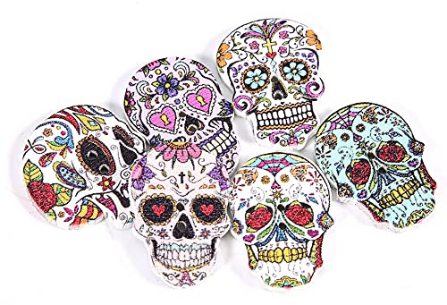 50 Hölzerne Totenkopfknöpfe für DIY-Kunsthandwerk und Kleidungsdekoration (2)