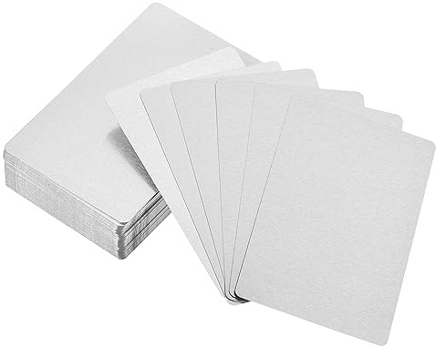 PATIKIL 200pz Sublimazione Metallo Biglietti Visita Biglietti Vuoti, 0,21mm Spessore 3,4x2,1 Alluminio Stampabile Nome Carta per Personalizzato Fai-da-te Stampa, Argento