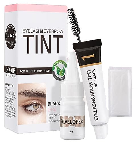 DMQ Eyebrow Tint Kit, Black Eyebrow and Eyelash Tint, Eye Brow Dye, Instant Color-Last 8 Week, Full Brows, Mild Formula, Waterproof, Sensitive Skin Friendly, EYEBROW_COLOR, 14 millilitre