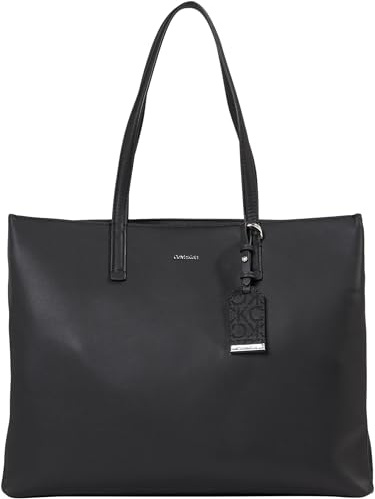 Calvin Klein Damen Tote Bag Tasche Medium Shopper Mittelgroß, Schwarz (Ck Black Mono Jacquard), Einheitsgröße