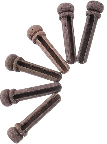 Toyvian 6 Stück Gitarren Ersatzteile aus Rosenholz mit Gitarrenbrückenstift für Akustikgitarre Einfache Handhabung und Braune Endpins für Stabile Saitenbefestigung