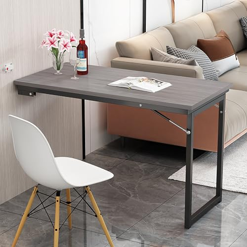 LLYLAFDC Wandklapptisch Schmaler Und Langer Esstisch Schwimmender Multifunktions-Esstisch Platzsparend Küchentisch Mit Halterungen Esstisch Für Küche Und Wohnzimmer (Color : Gray, Size : 120 * 50cm)
