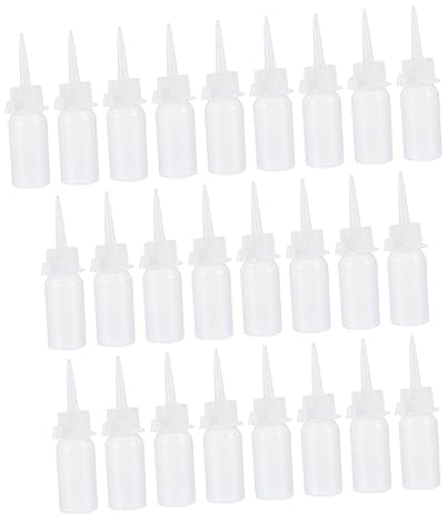 VILLCASE 25pcs 30ml Silicone Pointed Nozzle Oil Bottles with Cap, Refillable Liquid Glue Dispensing Applicator for Home Sewing Machine Maintenance