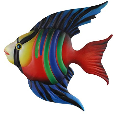 PRETYZOOM Fisch Wandornament aus Schmiedeeisen Metall Wandkunst Wetterfeste Wanddekoration für Innen und Außen Vielseitige Wandskulptur mit Fischmotiv