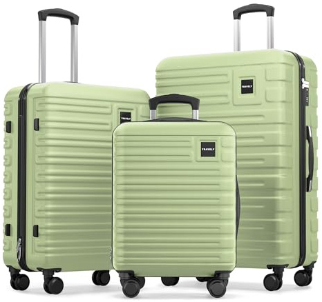 Travely Polycarbonat Koffer Set 77cm, 67cm, Handgepäck Koffer in einem Set, Sehr robuste Reisekoffer mit sanften Rollen & TSA Schloss, Reisekoffer