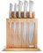 Karaca Vigor 7-Piece Stainless Steel Knife Set with Block & Cutting Board, Silver Kitchen Knives Sets with Ergonomic Handles, Includes Chef's, Slicer, Bonning, Utility, Paring Knives & Bamboo Stand