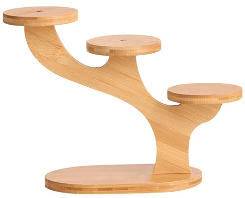 Holz kleiner Pflanzenständer 3 Stufe Fensterbänke Pflanzenregal Runde Tischplattenstand Platz sparungssparend Desktop Pflanzen Tisch für Büro/Schlafzimmer/Esszimmer/Lernen