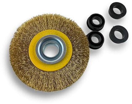 Brosse circulaire LAITON | Ø 100 mm | Epaisseur 2 rangs | Fil souple 0.20 mm ondulé | Alésage 16 mm | Touret meuleuse affûteuse ponceuse | Brossage décapage polissage dérouillage | Kibros 234102LV