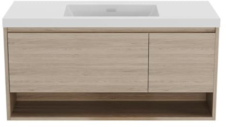 Vente-unique - Mobile sottolavabo sospeso con lavabo singolo â€“ Colore legno chiaro â€“ 120 cm â€“ PUJUKA