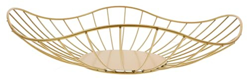 CIYODO Panier de Rangement pour Fruits en Fer Doré à Grande Capacité, Corbeille Ajourée Élégante pour Fruits et Barres Chocolatées, Solution de Stockage la Maison Pique-niques