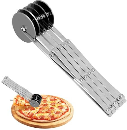 Cortadora De Pizza Expandible - Cortadora De Pizza Con Ruedas Múltiples, Cortadoras De Pizza Eficientes | Cortadora De Pizza De Precisión Retráctil, Batidoras De Y Repostería De Acero Inoxidable
