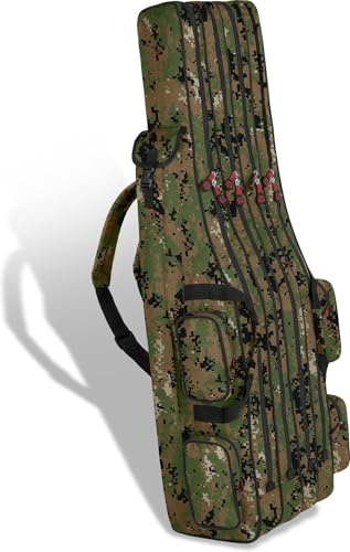 normani XXL Angelrutentasche Rutentasche mit 4 Rutenfächern für 8 Ruten - Angeltasche Kescher und Rutenhalter - Rutenfutteral -125cm -150cm -160cm -170cm -190cm