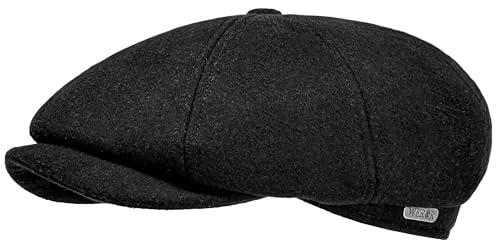 WEROR Schiebermütze Herren – Flatcap Schirmmütze Mütze mit Schirm - Wintermütze mit Steppfutter - Herbst/Winter – WEROR-439.1 (61, Schwarz)