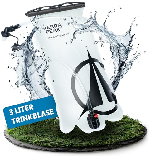 Terra Peak® Trinkblase 3L mit Schlauch Rucksack & Wandern - Trinkbeutel & Trinksystem für Joggen & Laufen - Wasserblase & Wasserbeutel BPA-Frei - Trinksack, Trinkschlauch & Hydration-Bladder