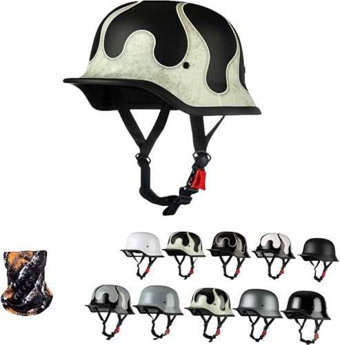GKCEGHKS Portatile Mezzi Caschi Jet ECE Omologato Mezzo Casco Scooter Crociera Bicicletta Cromwell Caschi Casco Faccia Aperta retrò Casco A Scodella Scooter Motorino retrò Casco Scodella