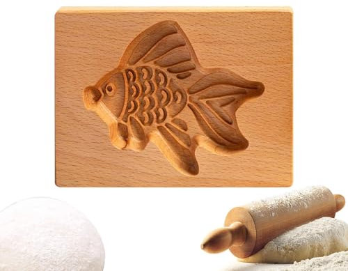 Qiwieod Wooden Baking Mould, Carved Wooden Cookie Mould, Wooden Baking Mould Model, Kitchen Baking Mooncake Mould, Cookie Stamp Cookie Cutter Wooden Model Wooden Baking Moulds