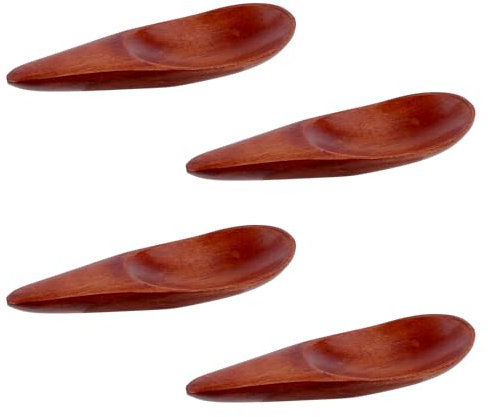 Lot de 4 Mini Cuillères à Condiments, 7 x 2,5 cm Petites Cuillères en Bois Faites à la Main Cuillères à Épices en Bois Petites Cuillères pour Sel Sucre Épices Sauces Miel Moutarde (Marron)