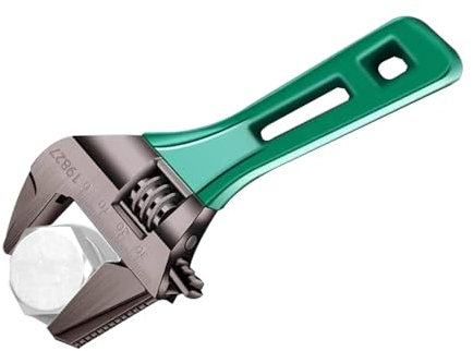 Poupangke Kurzer breiter Schraubenschlüssel, verstellbarer Schraubenschlüssel, kurzer Griff, robuste Rohrzange für Autoreparatur, Garage