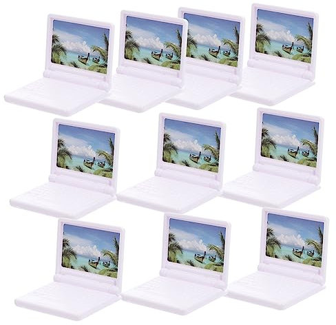 TOYANDONA 10pcs Miniature Laptop Dollhouse Computer Accessories Plastic Folding Notebook Model DIY Micro Landscape Decor Small House Decoration