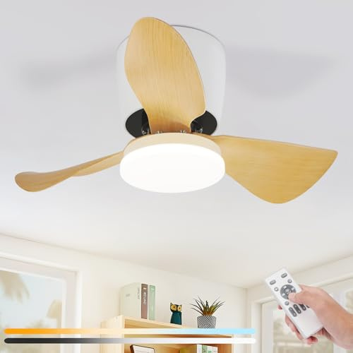 Homefire Ventilador De Techo Con Iluminación Y Mando A Distancia-23W Dimmable LED Lámpara De Techo Con Ventilador Silencioso 70CM Verano/Invierno Temporizador De 6 Velocidades Para Habitación Infantil