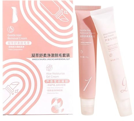 2PCS Facial Hair Removal Cream,Enthaarungscreme Gesicht, Haarentfernungscreme Gesichtshaarentfernung Oberlippenhaarentfernung Creme,Sanfte beruhigende Enthaarungscreme für Gesicht und Körper
