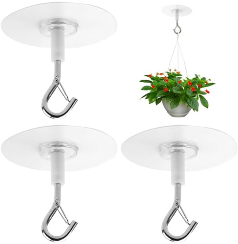 4Pcs Adhesive Ceiling Hooks Heavy Duty Self-Stick for Hanging Plants | Hooks Heavy Duty,No-Drill Ceiling Hooks, Hang Plants for Bird Feeders, Lanterns Wind Chimes Planters Outdoor Decoration Hook