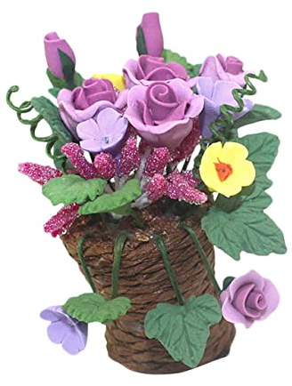 Garneck Miniature Flowerpot Doll House Accessory Creative Flower Basket Decor for Mini House Decoration Stylish Adornment for Fairy Garden and Dollhouse Decor
