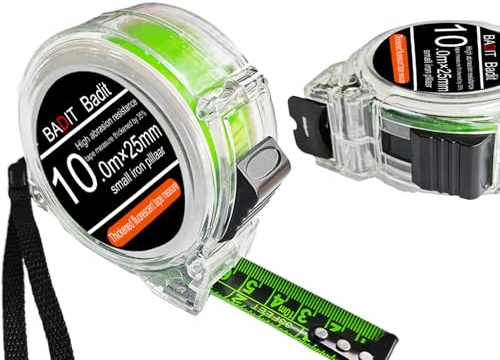 ATB-Foger 2 Pack 10M/32.8ft Tape Measure Fluorescent Stainless Steel Retractable Measuring Tape 25MM Straightness 2.8M Waterproof Tape Measure, Retractable Double Sided Graduated